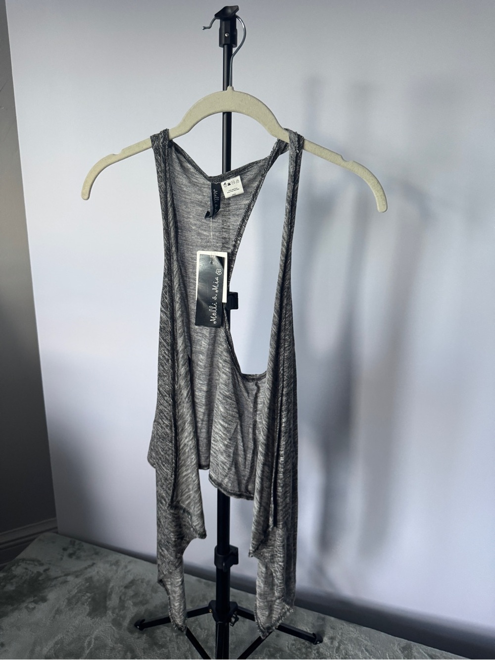 Michael Stars Gray Open-Side Draped Camisole